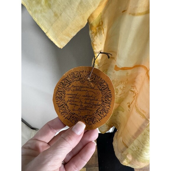 Maeve Anthropologie Painted Ume Tunic Dress Size 4 Silk Yellow Peach Watercolor - Picture 2 of 8